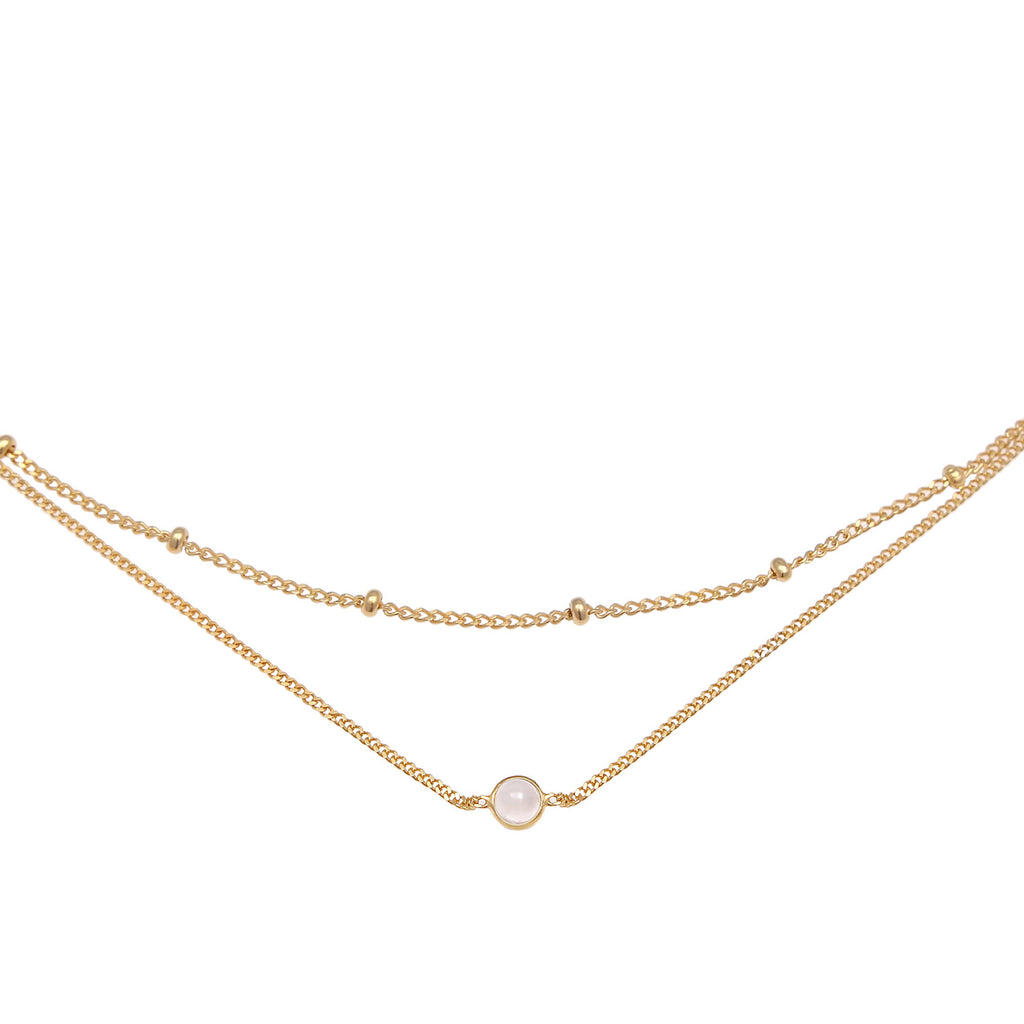 Gold - Elli | Layer-Choker | Opal Pink | 925 Sterling Silber vergoldet