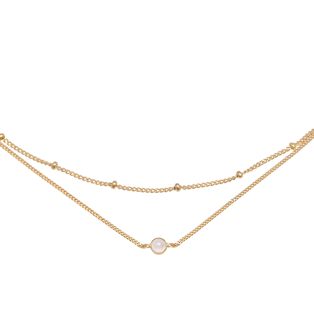 Gold - Elli | Layer-Choker | Opal Pink | 925 Sterling Silber vergoldet