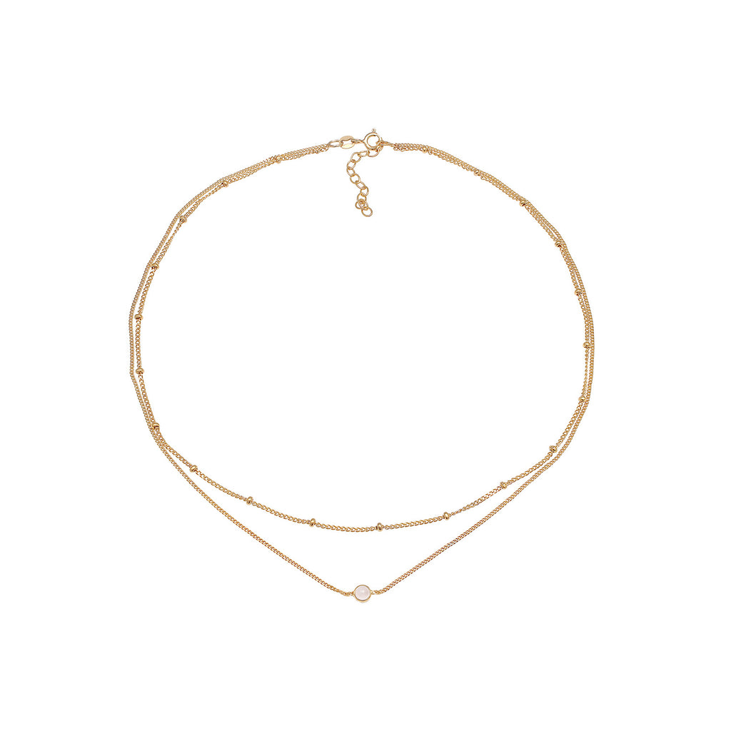 Gold - Elli | Layer-Choker | Opal Pink | 925 Sterling Silber vergoldet