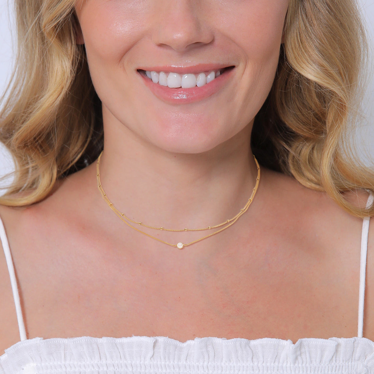 Gold - Elli | Layer-Choker | Opal Pink | 925 Sterling Silber vergoldet