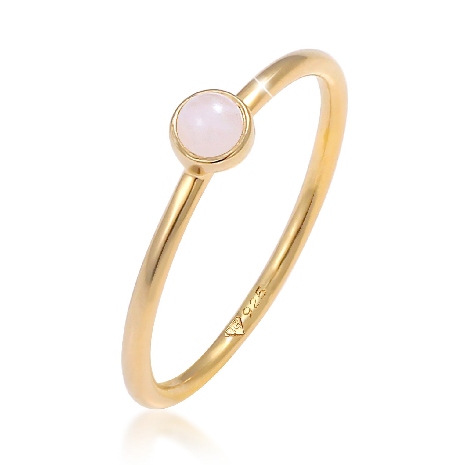 Gold - Elli | Ring | Quarz ( Rosa ) | 925 Sterling Silber vergoldet