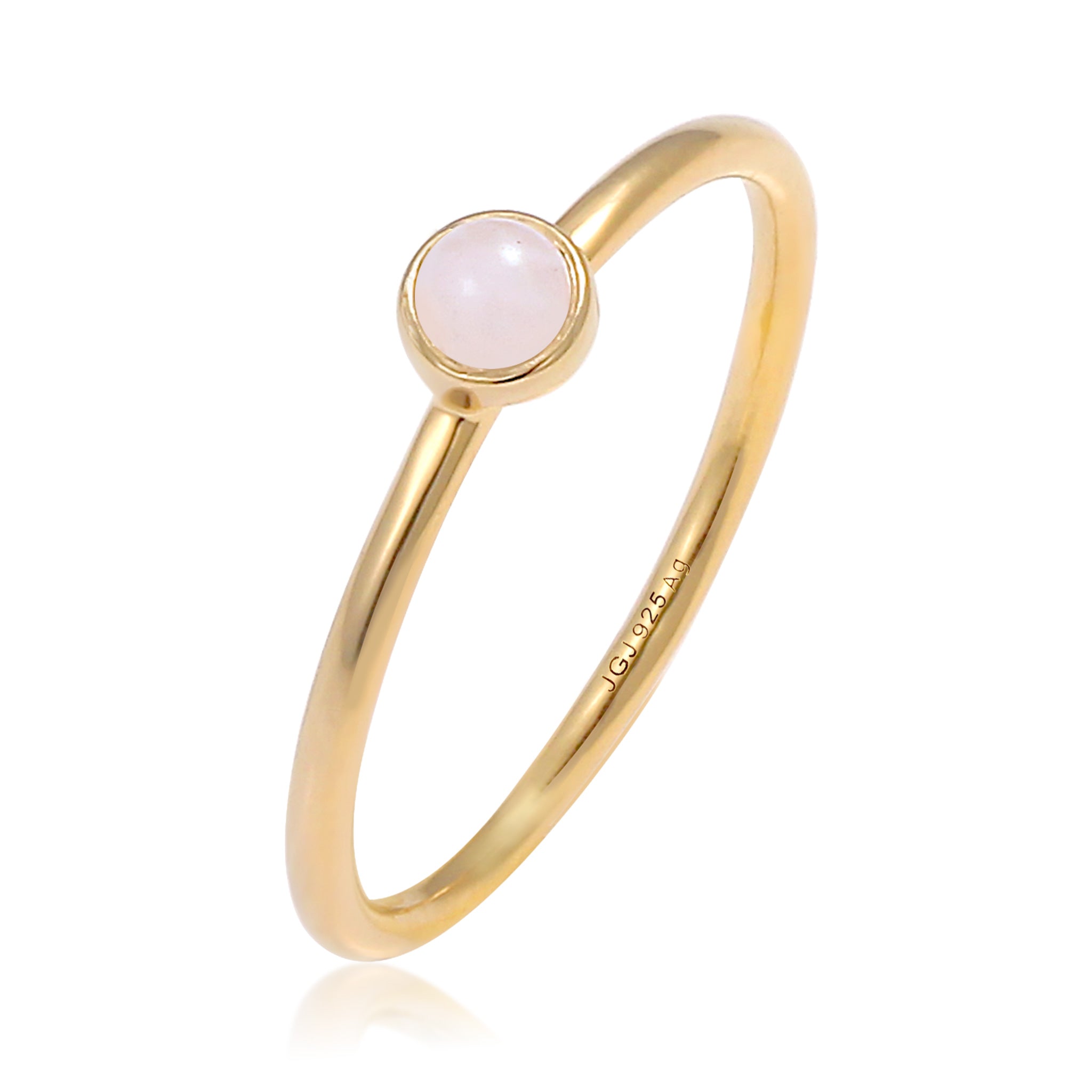 Gold - Elli | Ring | Pink Opal) | 925 Sterling Silber vergoldet