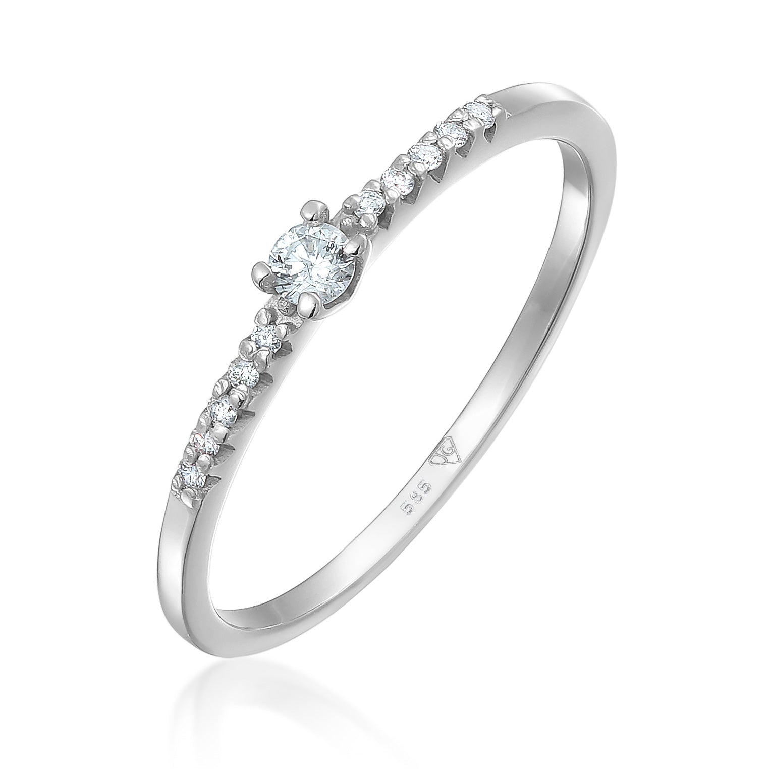 Weiß - Elli DIAMONDS | Verlobungsring | Diamant ( Weiß, 0,11 ct ) | 585 Weißgold