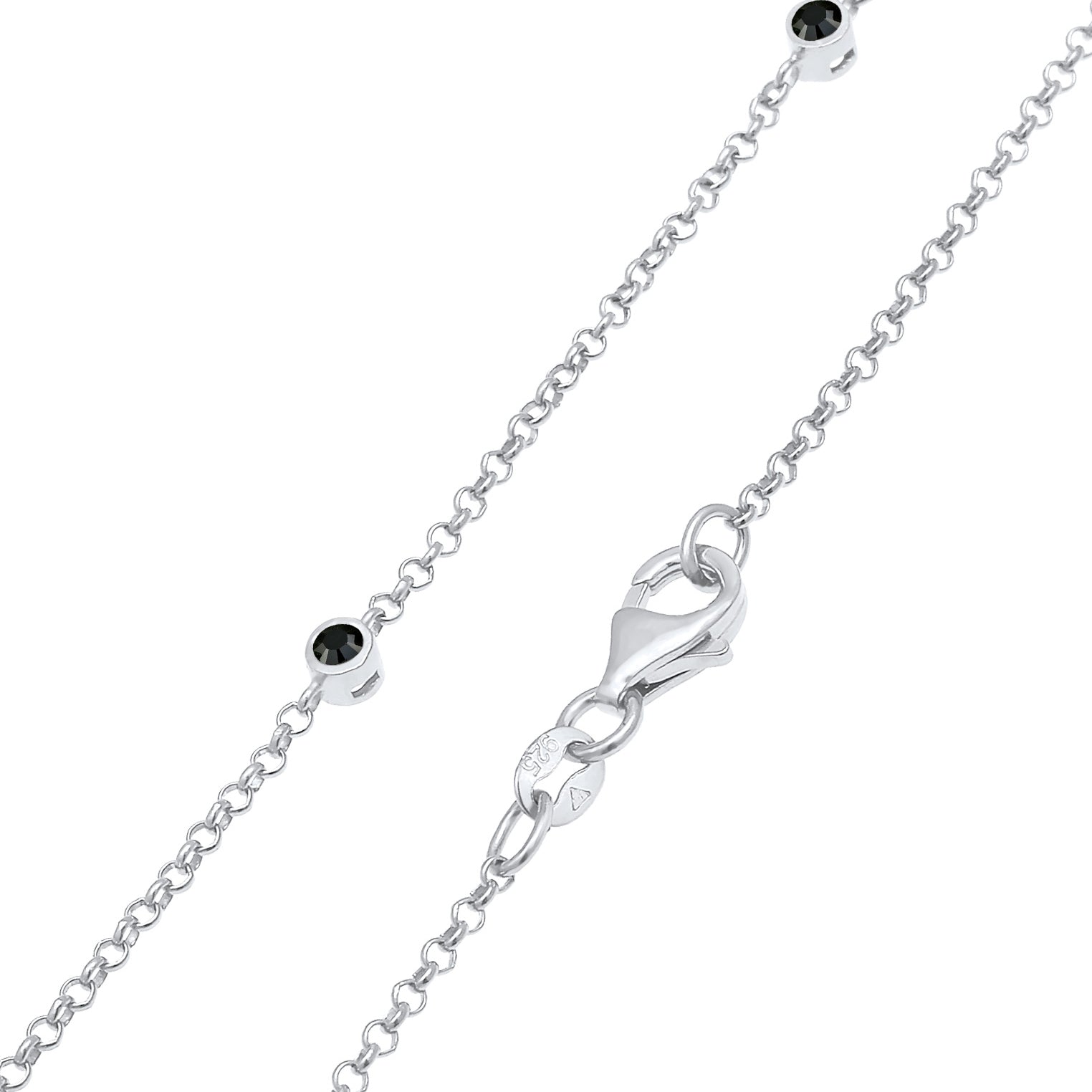 Silber - Elli | Halskette | Kristall ( Schwarz ) | 925er Sterling Silber
