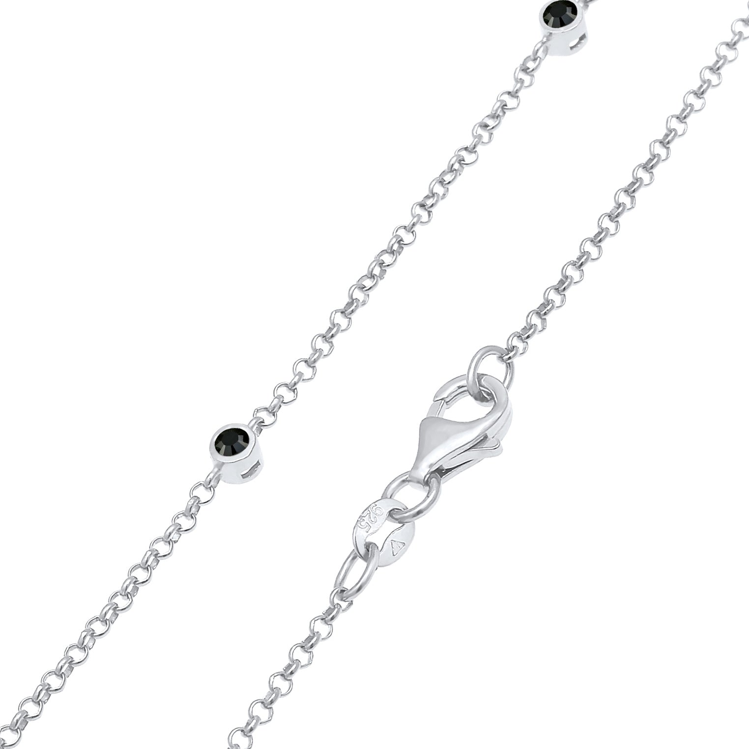 Silber - Elli | Halskette | Mit Kristallen von Swarovski® (Schwarz) | 925er Sterling Silber