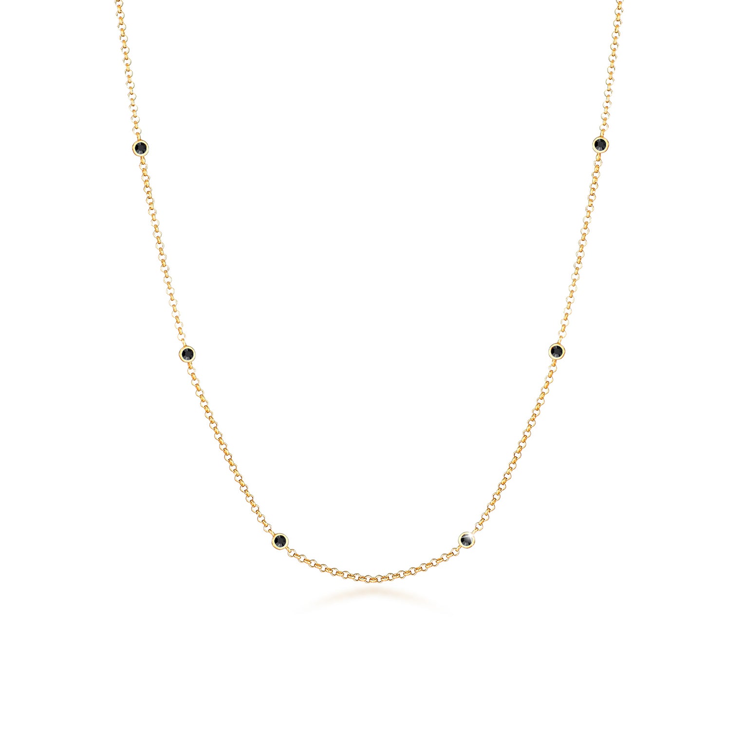 Gold - Elli | Halskette | Kristall ( Schwarz ) | 925 Sterling Silber vergoldet