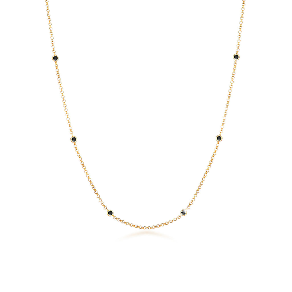 Gold - Elli | Halskette | Mit Kristallen von Swarovski® (Schwarz) | 925 Sterling Silber vergoldet