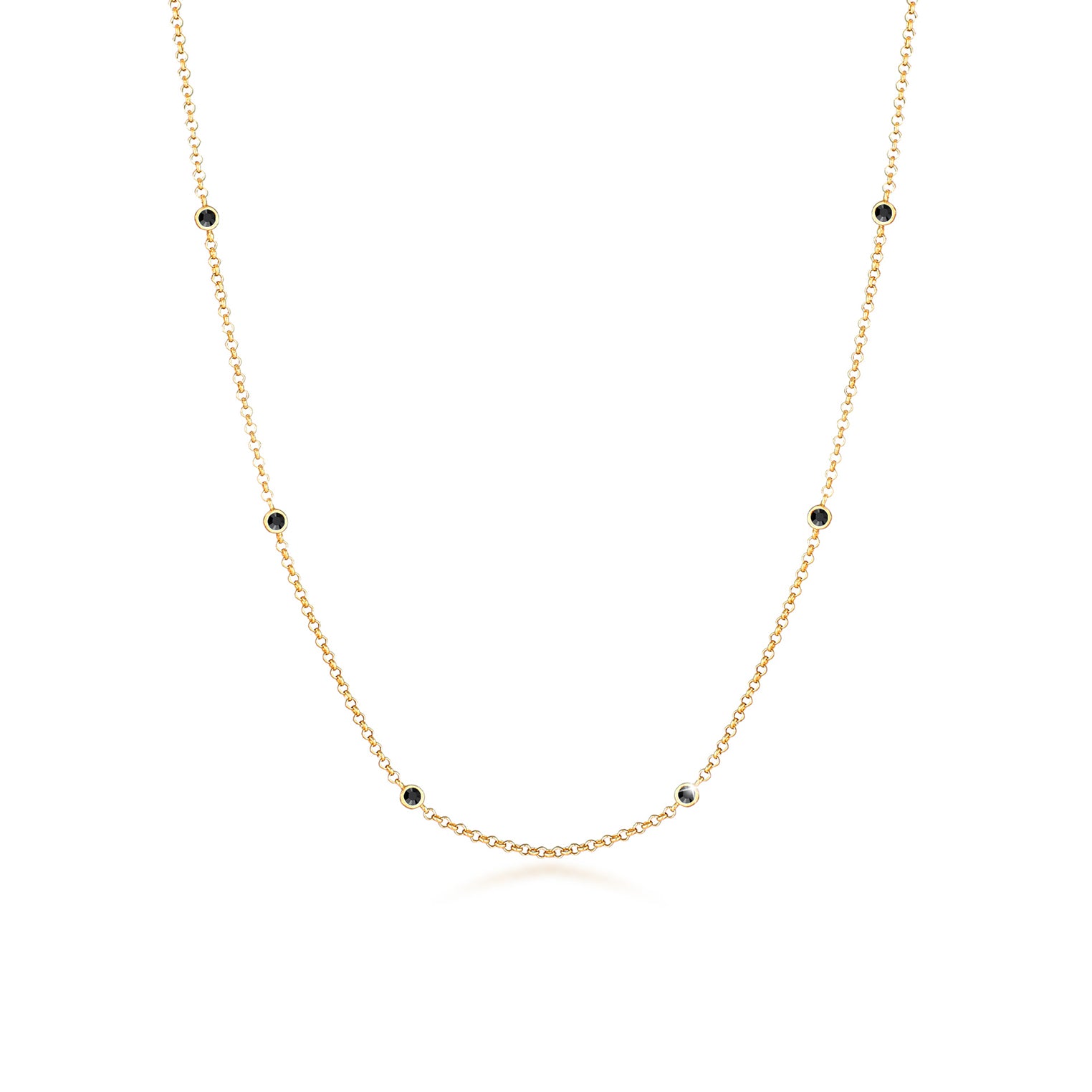 Gold - Elli | Halskette | Mit Kristallen von Swarovski® (Schwarz) | 925 Sterling Silber vergoldet