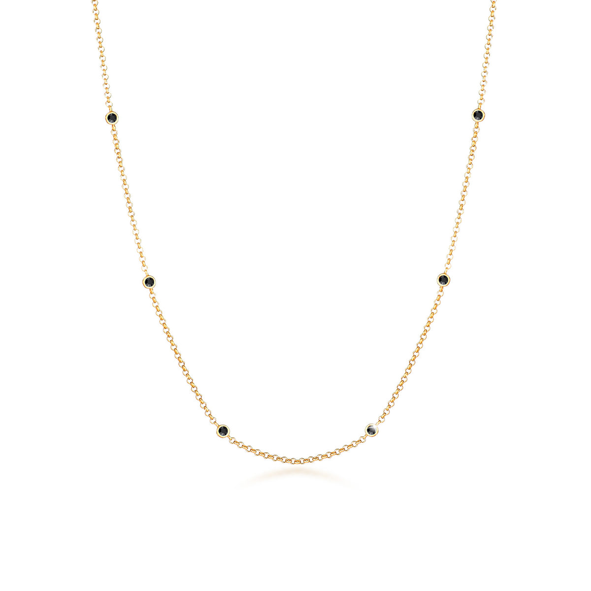 Gold - Elli | Halskette | Mit Kristallen von Swarovski® (Schwarz) | 925 Sterling Silber vergoldet