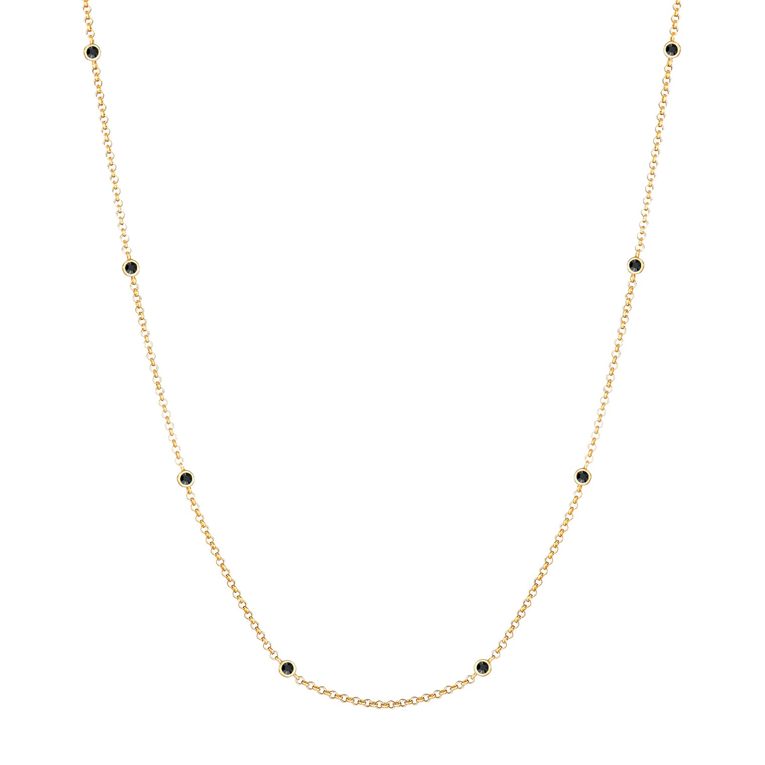 Gold - Elli | Halskette | Kristall (Schwarz) | 925 Sterling Silber vergoldet