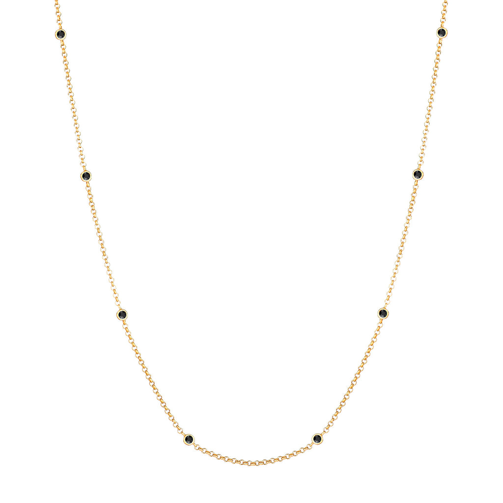 Gold - Elli | Halskette | Mit Kristallen von Swarovski® (Schwarz) | 925 Sterling Silber vergoldet