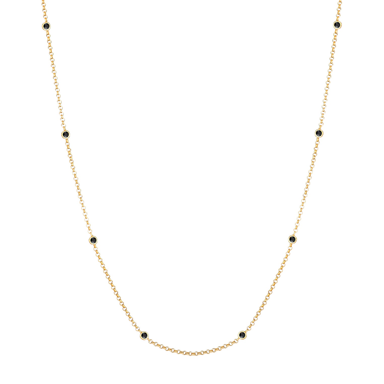 Gold - Elli | Halskette | Mit Kristallen von Swarovski® (Schwarz) | 925 Sterling Silber vergoldet