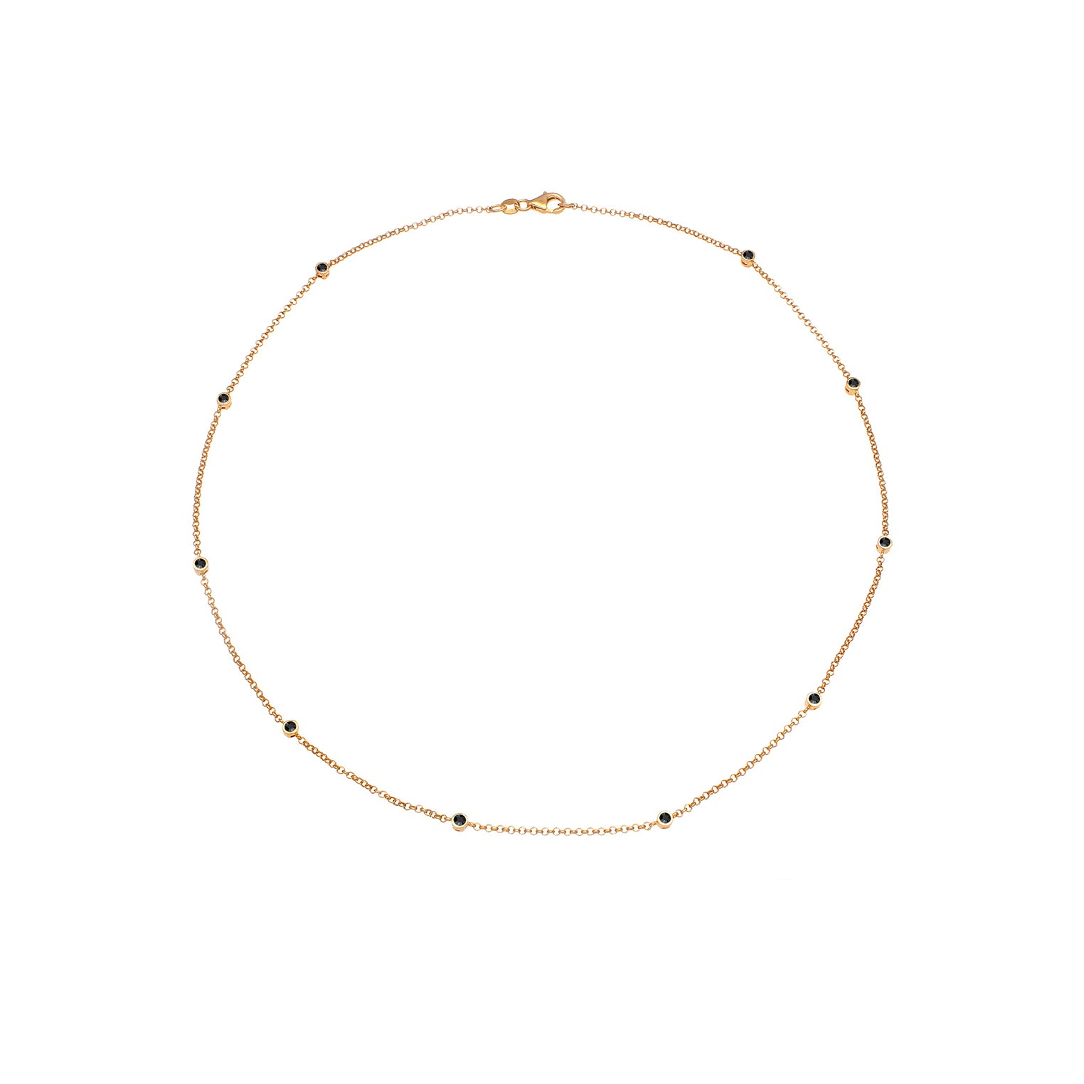 Gold - Elli | Halskette | Kristall (Schwarz) | 925 Sterling Silber vergoldet