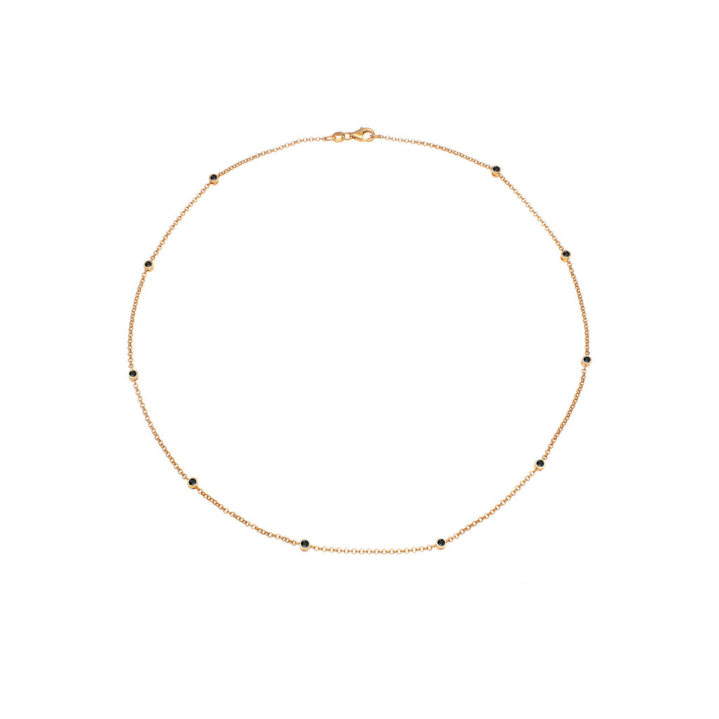Gold - Elli | Halskette | Mit Kristallen von Swarovski® (Schwarz) | 925 Sterling Silber vergoldet