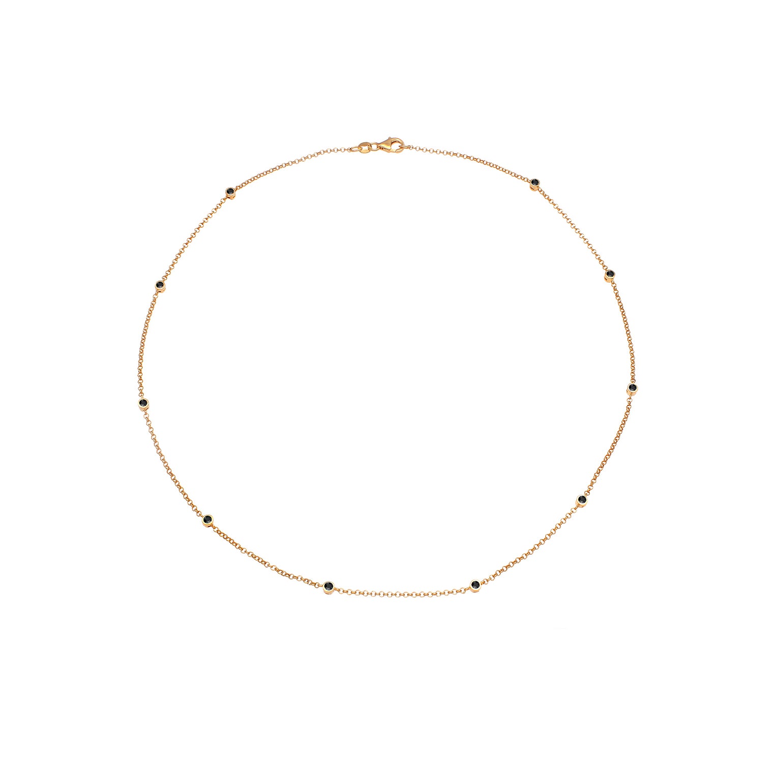 Gold - Elli | Halskette | Mit Kristallen von Swarovski® (Schwarz) | 925 Sterling Silber vergoldet