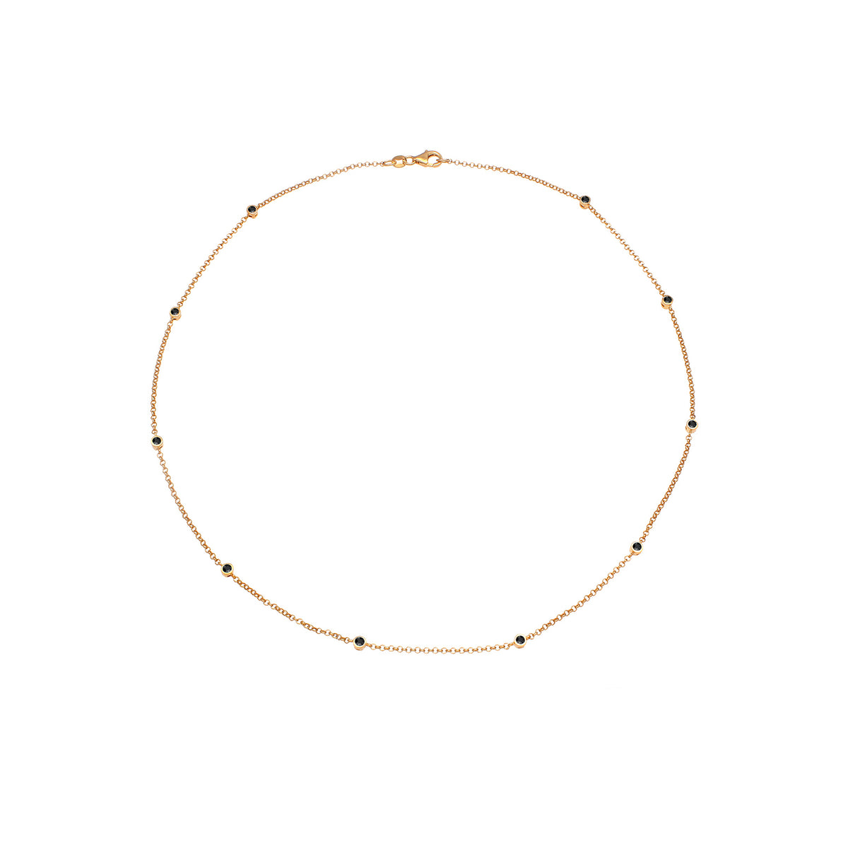 Gold - Elli | Halskette | Mit Kristallen von Swarovski® (Schwarz) | 925 Sterling Silber vergoldet