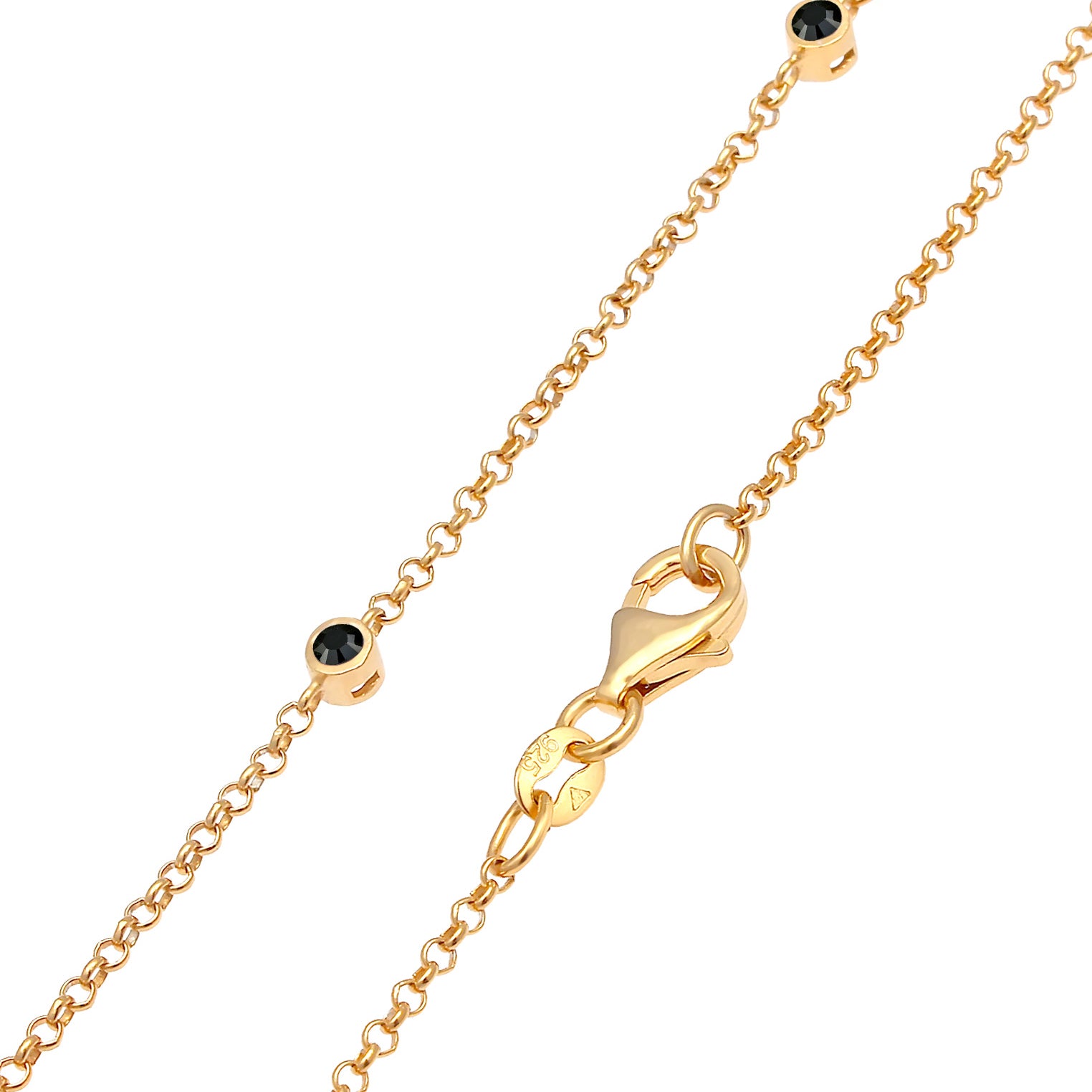 Gold - Elli | Halskette | Mit Kristallen von Swarovski® (Schwarz) | 925 Sterling Silber vergoldet