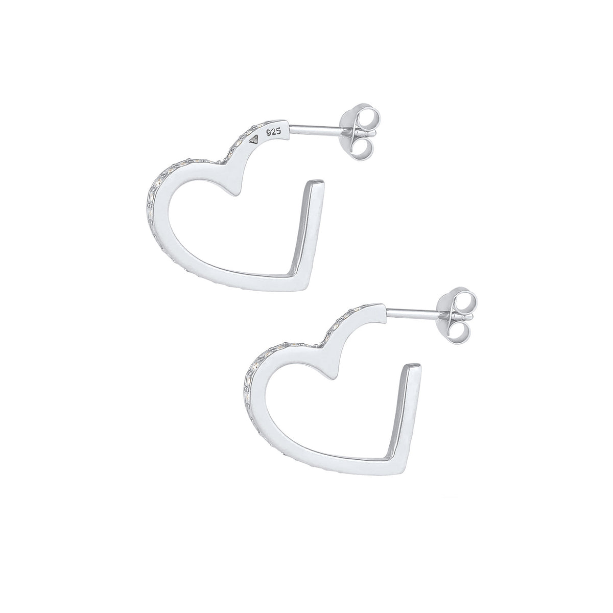 Silber - Elli PREMIUM | Ohrstecker Herz | Kristall ( Weiß ) | 925er Sterling Silber