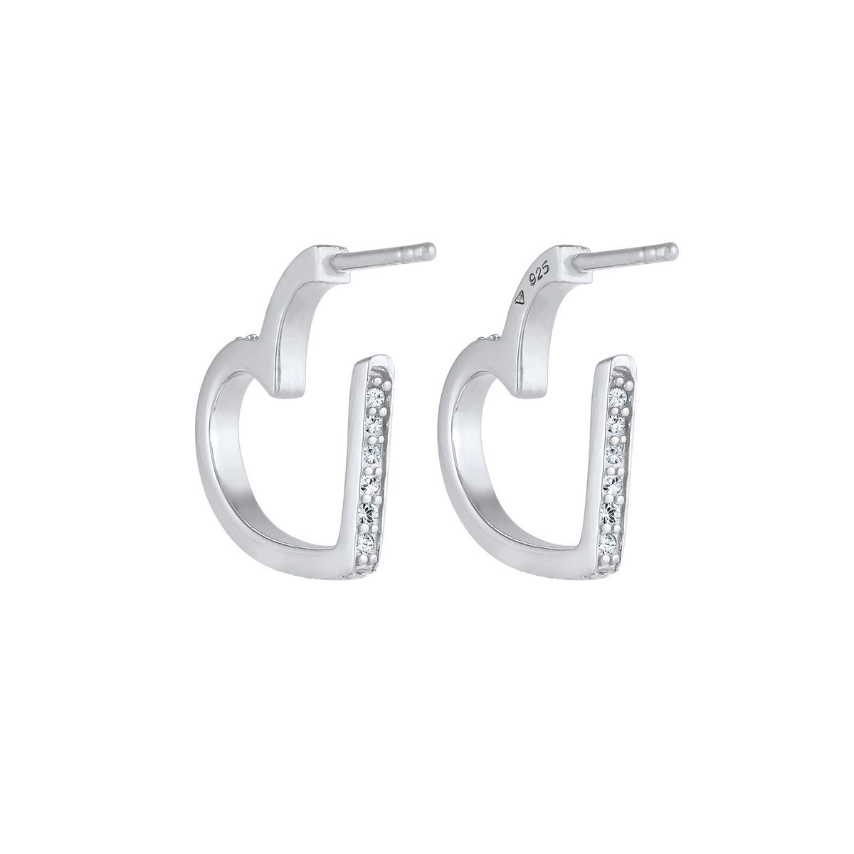 Silber - Elli PREMIUM | Ohrstecker Herz | Kristall ( Weiß ) | 925er Sterling Silber