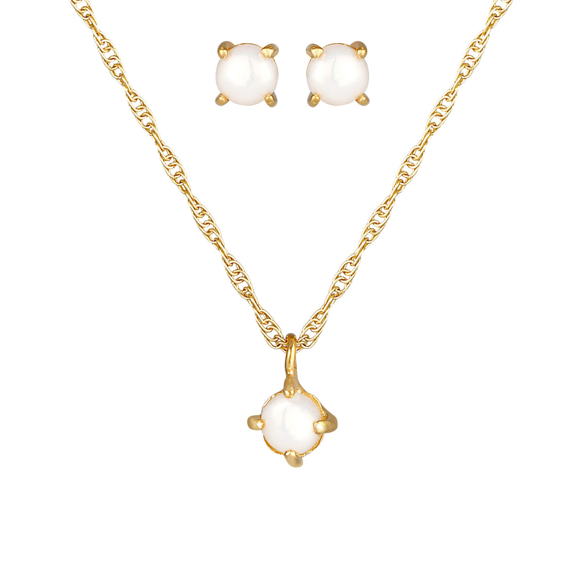 Gold - Elli | Schmuckset  | Süßwasserperle | 925 Sterling Silber vergoldet