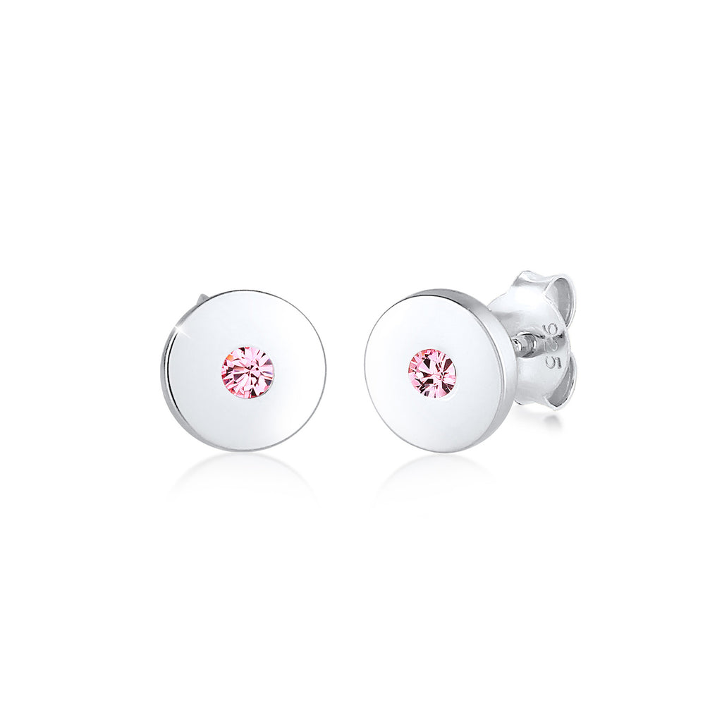Silber - Elli | Ohrring Geo | Kristall ( Rosa ) | 925er Sterling Silber