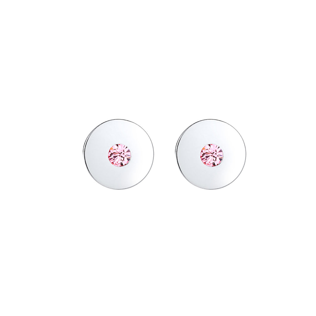 Silber - Elli | Ohrring Geo | Kristall ( Rosa ) | 925er Sterling Silber