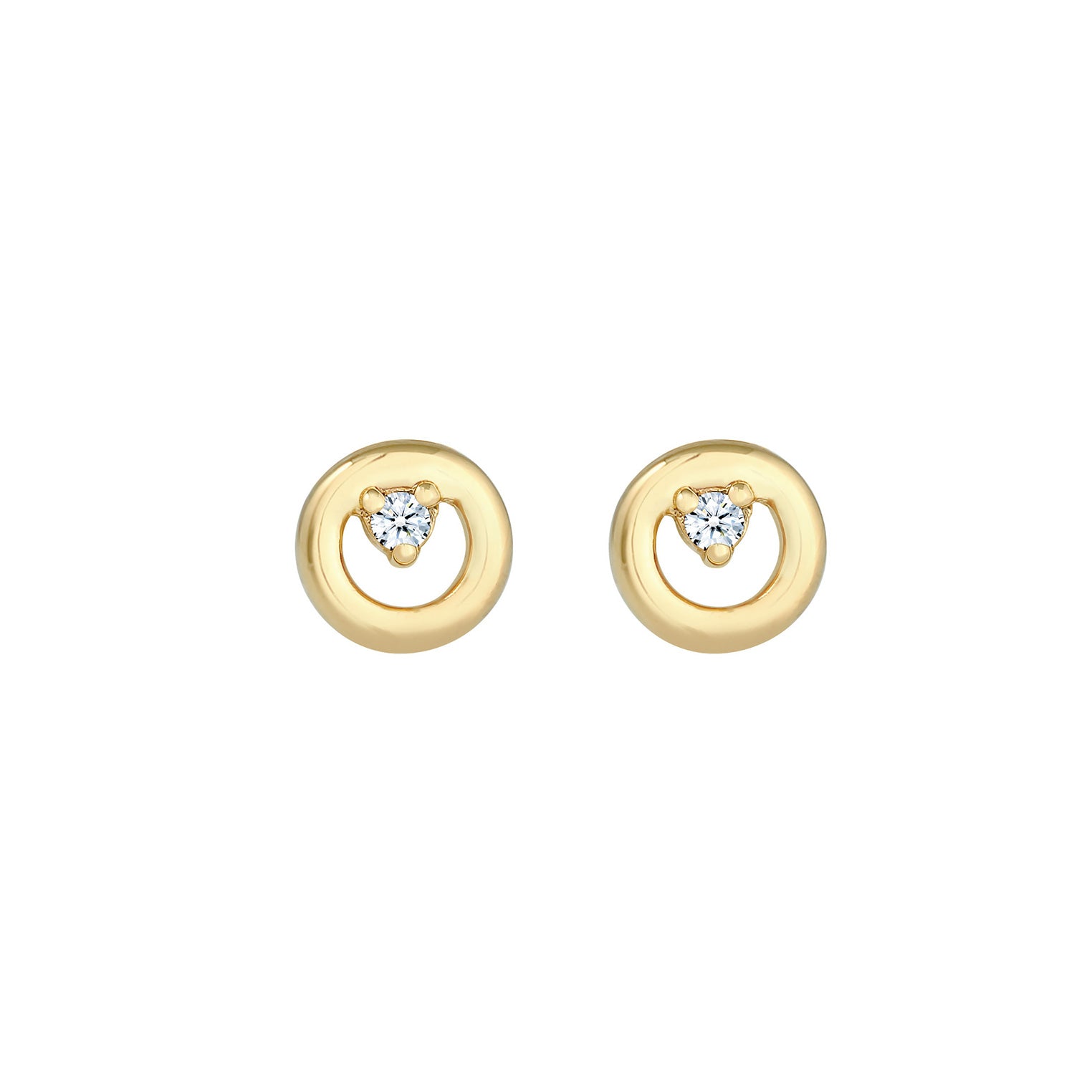Gold - Elli DIAMONDS | Ohrstecker Kreis | Diamant ( Weiß, 0,03 ct ) | 375 Gelbgold