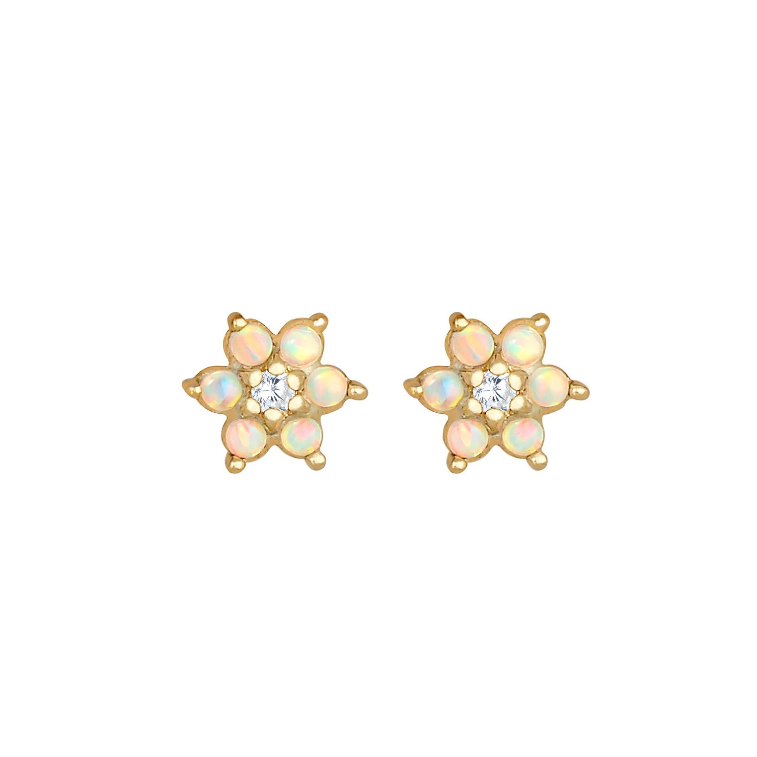 Gold - Elli | Ohrring Blume | Opal ( Weiß ) | 925 Sterling Silber vergoldet