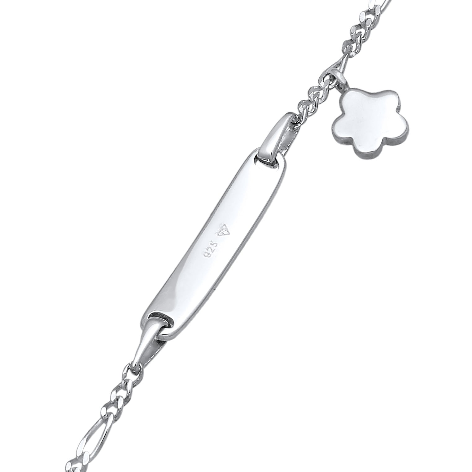 Silber - Elli | Figaro-Armband Blume | Kristall ( Rosa ) | 925er Sterling Silber