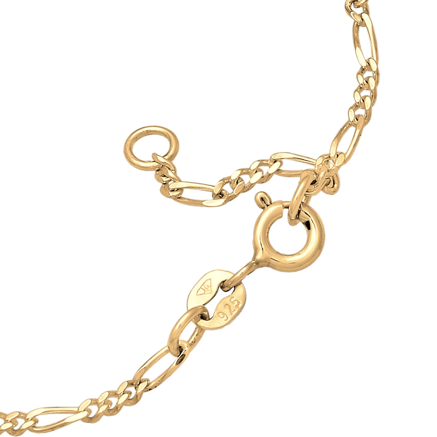 Gold - Elli | Figaro-Armband Blume | Kristall ( Hellblau ) | 925 Sterling Silber vergoldet