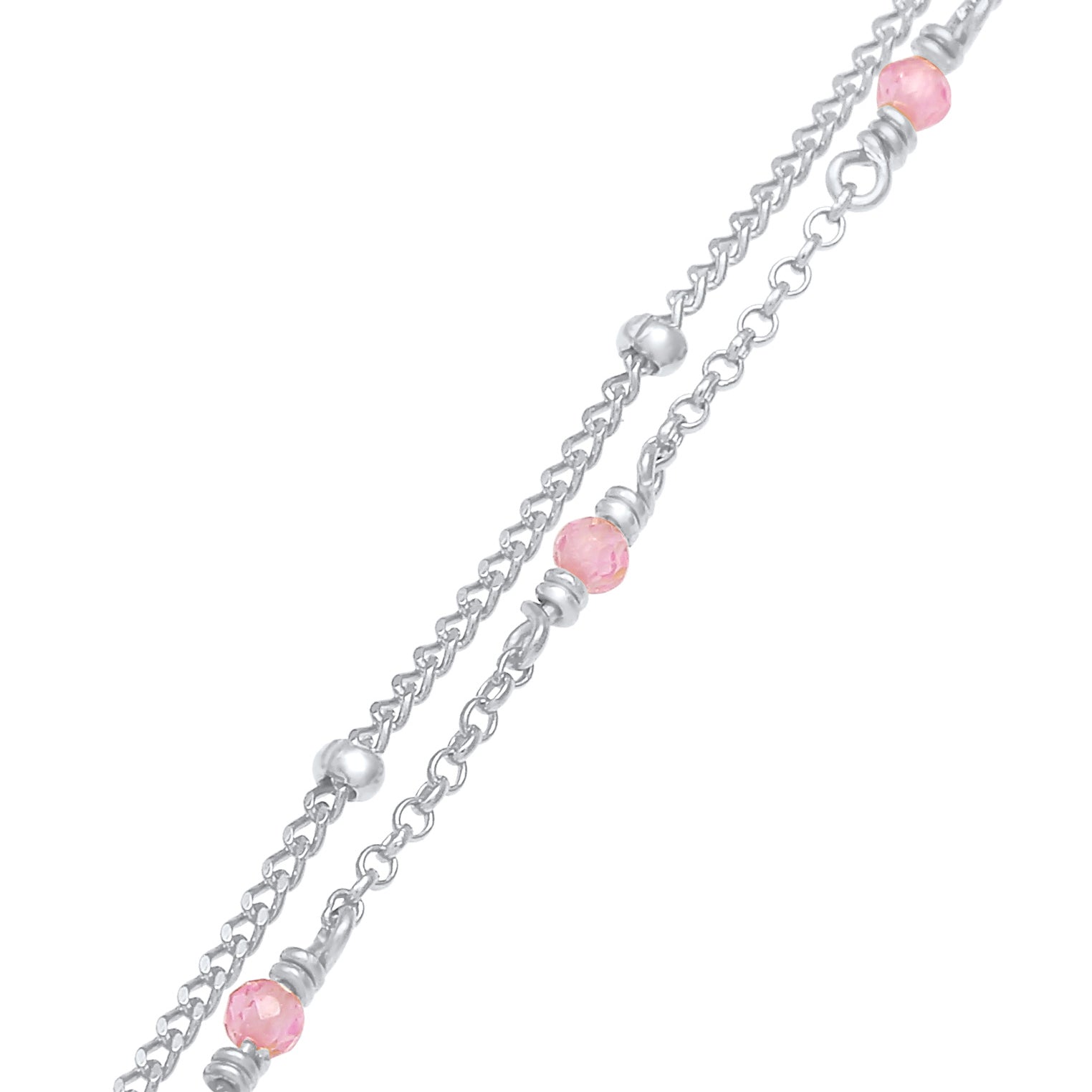 Silber - Elli | Kugel-Armband | Quarz ( Rosa ) | 925er Sterling Silber