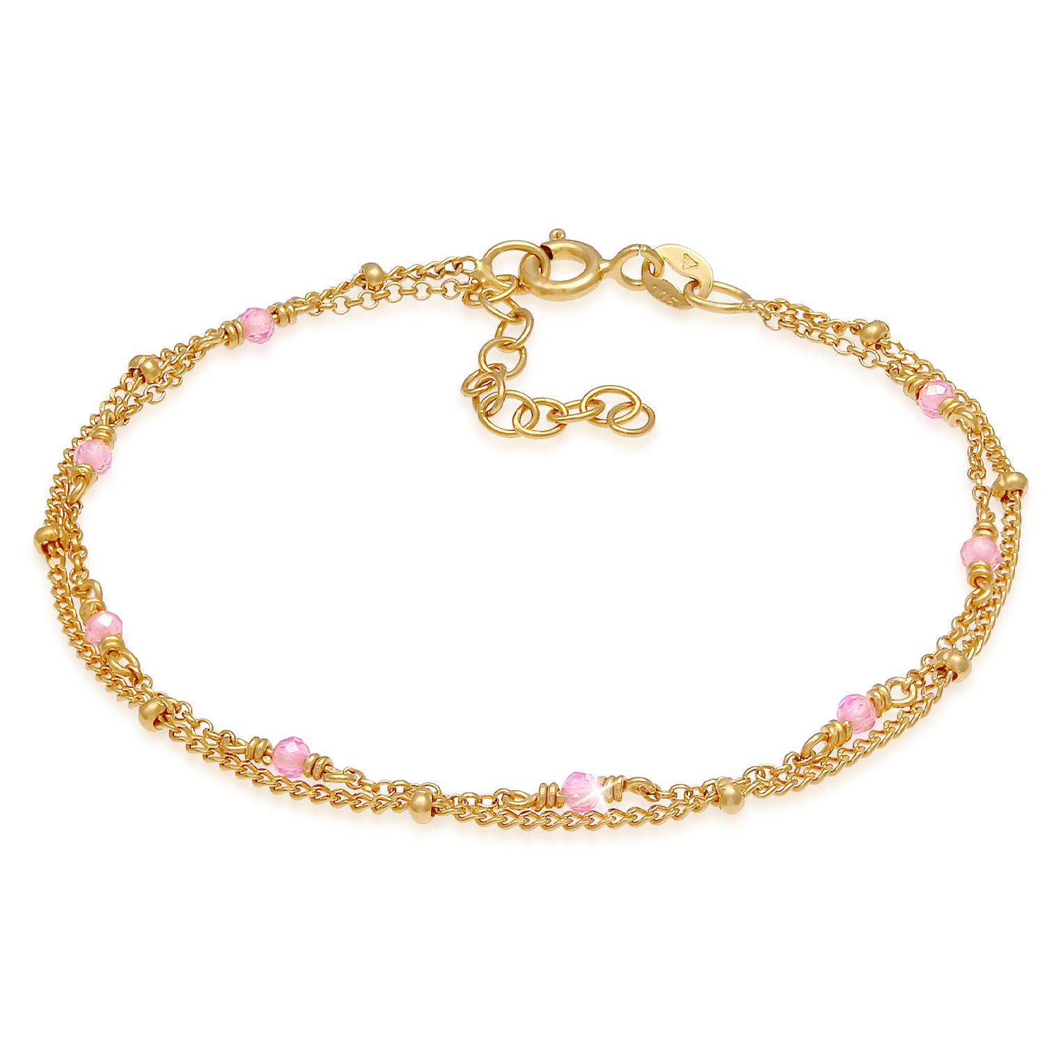 Gold - Elli | Kugel-Armband | Quarz ( Rosa ) | 925 Sterling Silber vergoldet
