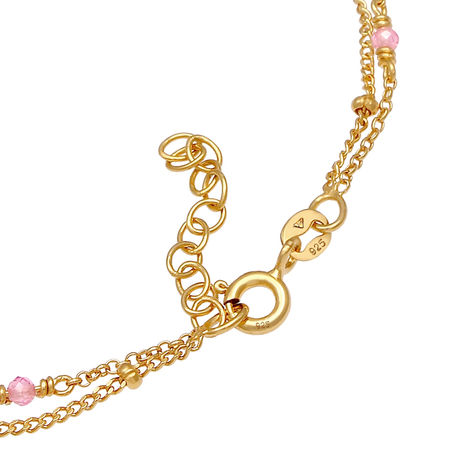 Gold - Elli | Kugel-Armband | Quarz ( Rosa ) | 925 Sterling Silber vergoldet