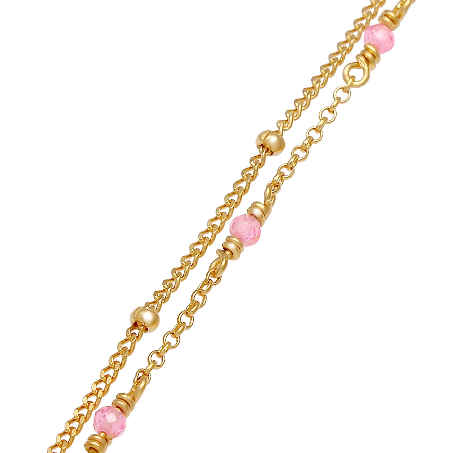 Gold - Elli | Kugel-Armband | Quarz ( Rosa ) | 925 Sterling Silber vergoldet