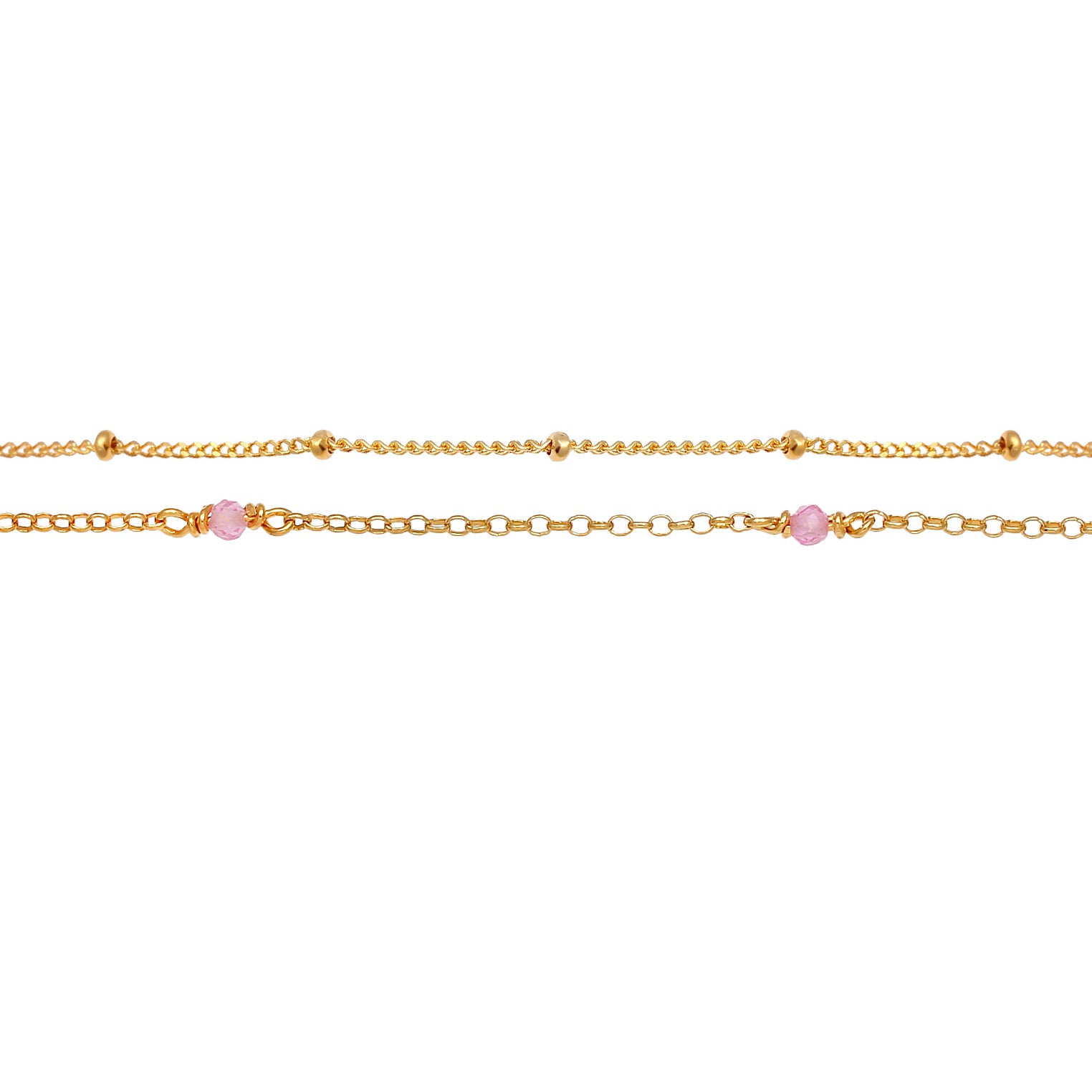 Gold - Elli | Kugel-Layer-Halskette | Quarz (Rosa) | 925 Sterling Silber vergoldet