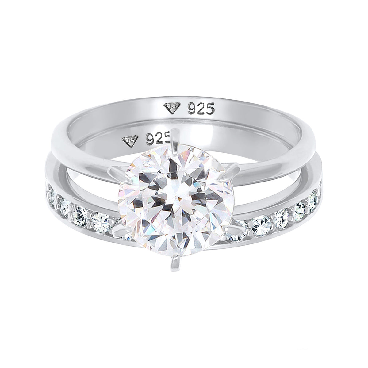 Silber - Elli | Ringset | Kristall ( Weiß ) | 925er Sterling Silber