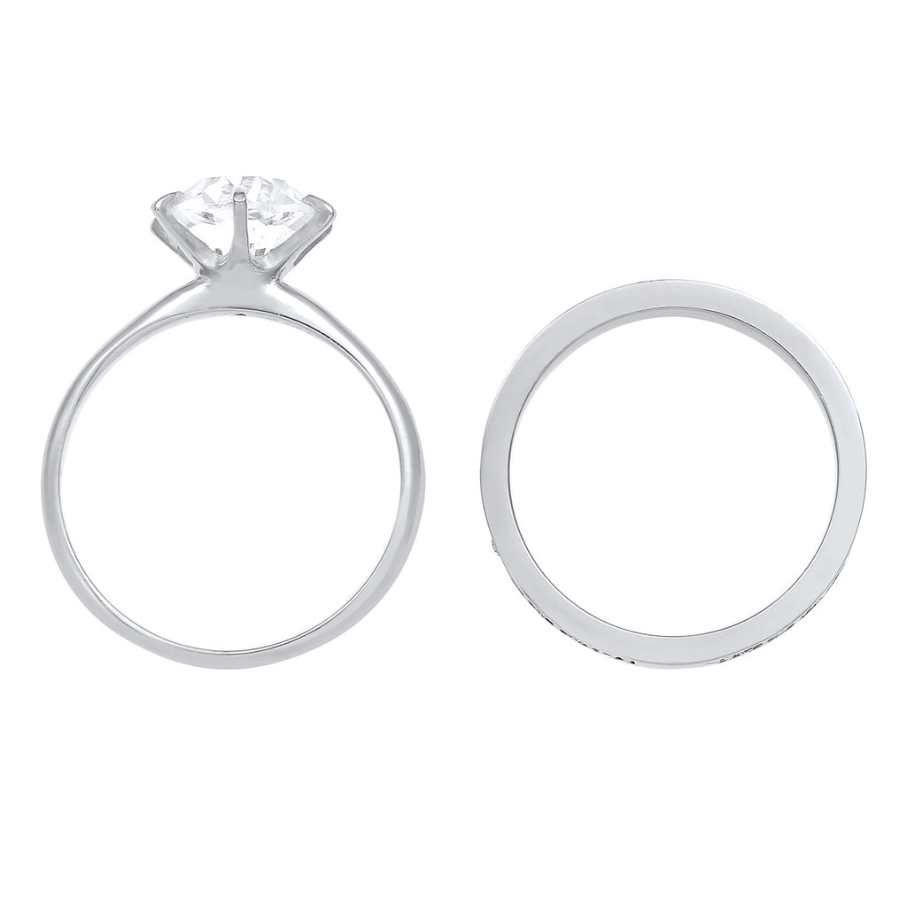 Silber - Elli | Ringset | Kristall ( Weiß ) | 925er Sterling Silber