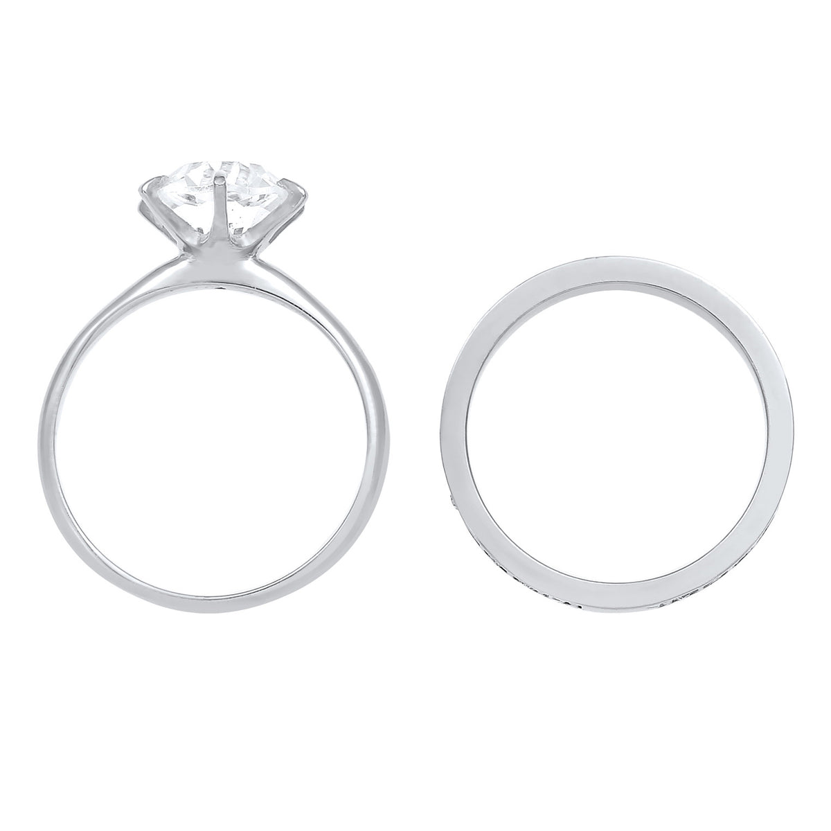 Silber - Elli | Ringset | Kristall ( Weiß ) | 925er Sterling Silber