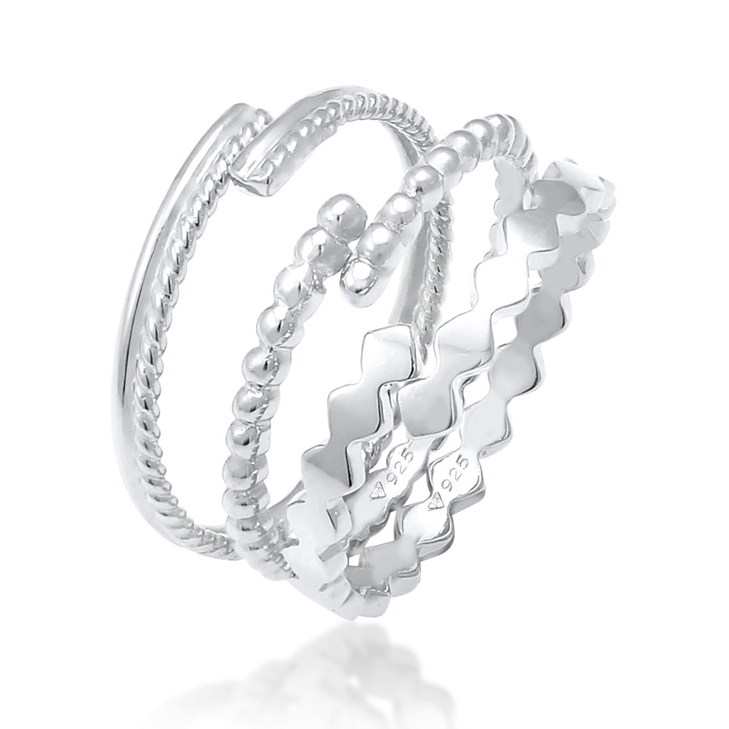Silber - Elli | Ringset Geo | 925er Sterling Silber
