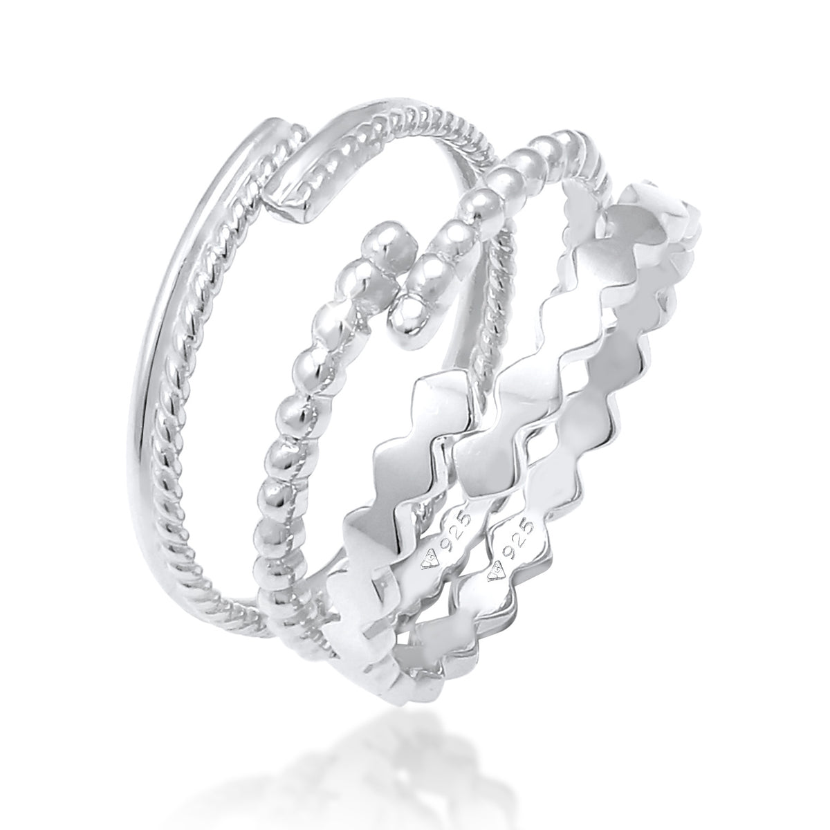 Silber - Elli | Ringset Geo | 925er Sterling Silber