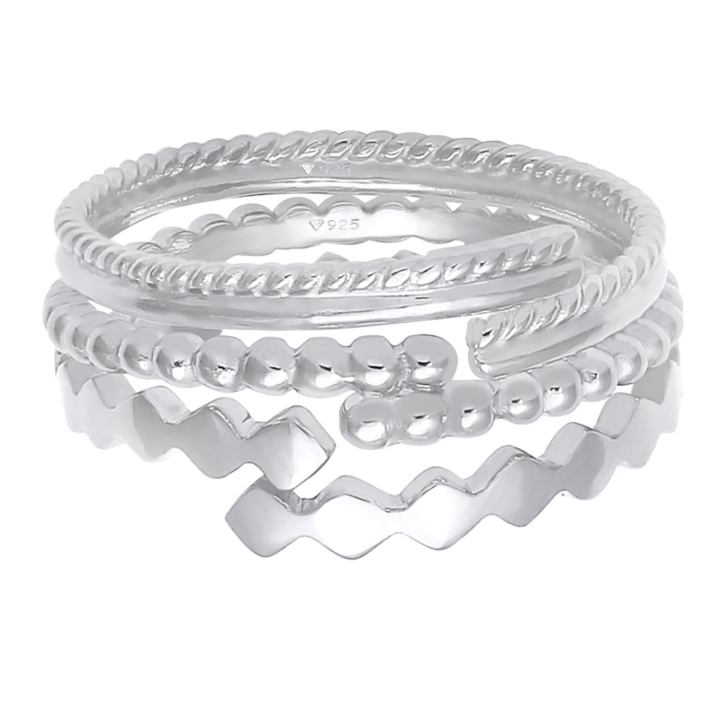 Silber - Elli | Ringset Geo | 925er Sterling Silber