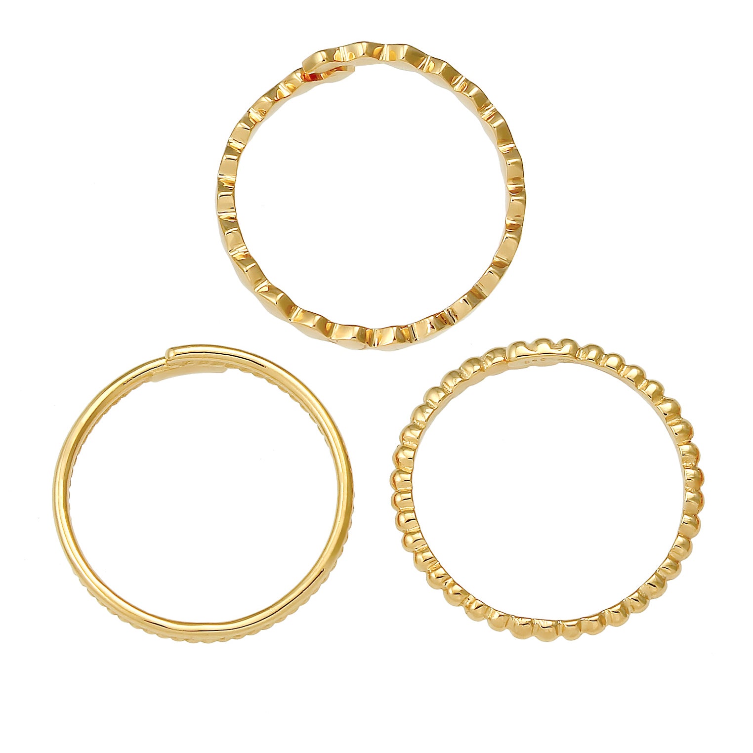 Gold - Elli | Ringset Geo | 925 Sterling Silber vergoldet