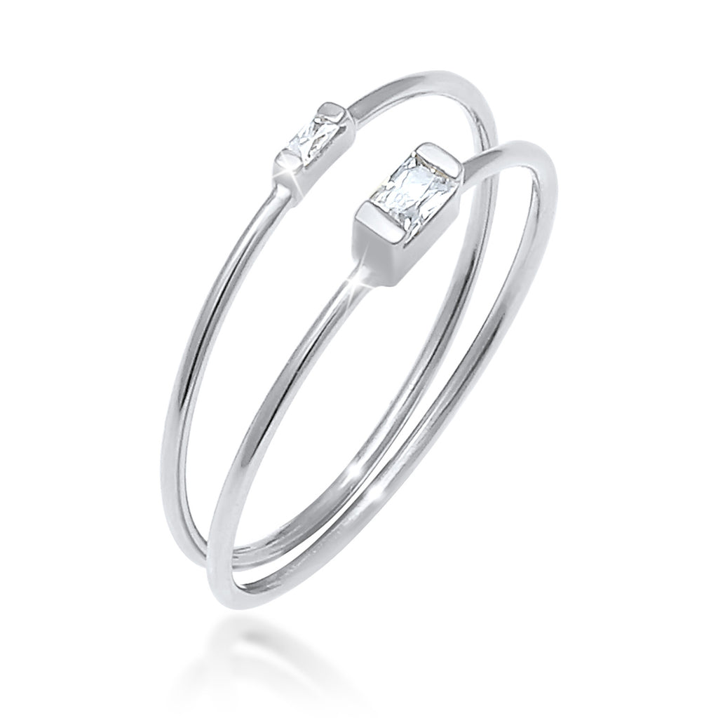Silber - Elli | Ringset | Zirkonia ( Weiß ) | 925er Sterling Silber