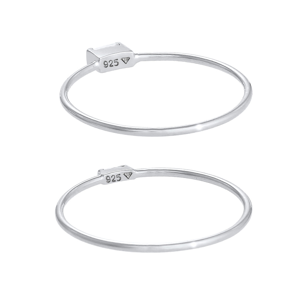 Silber - Elli | Ringset | Zirkonia ( Weiß ) | 925er Sterling Silber
