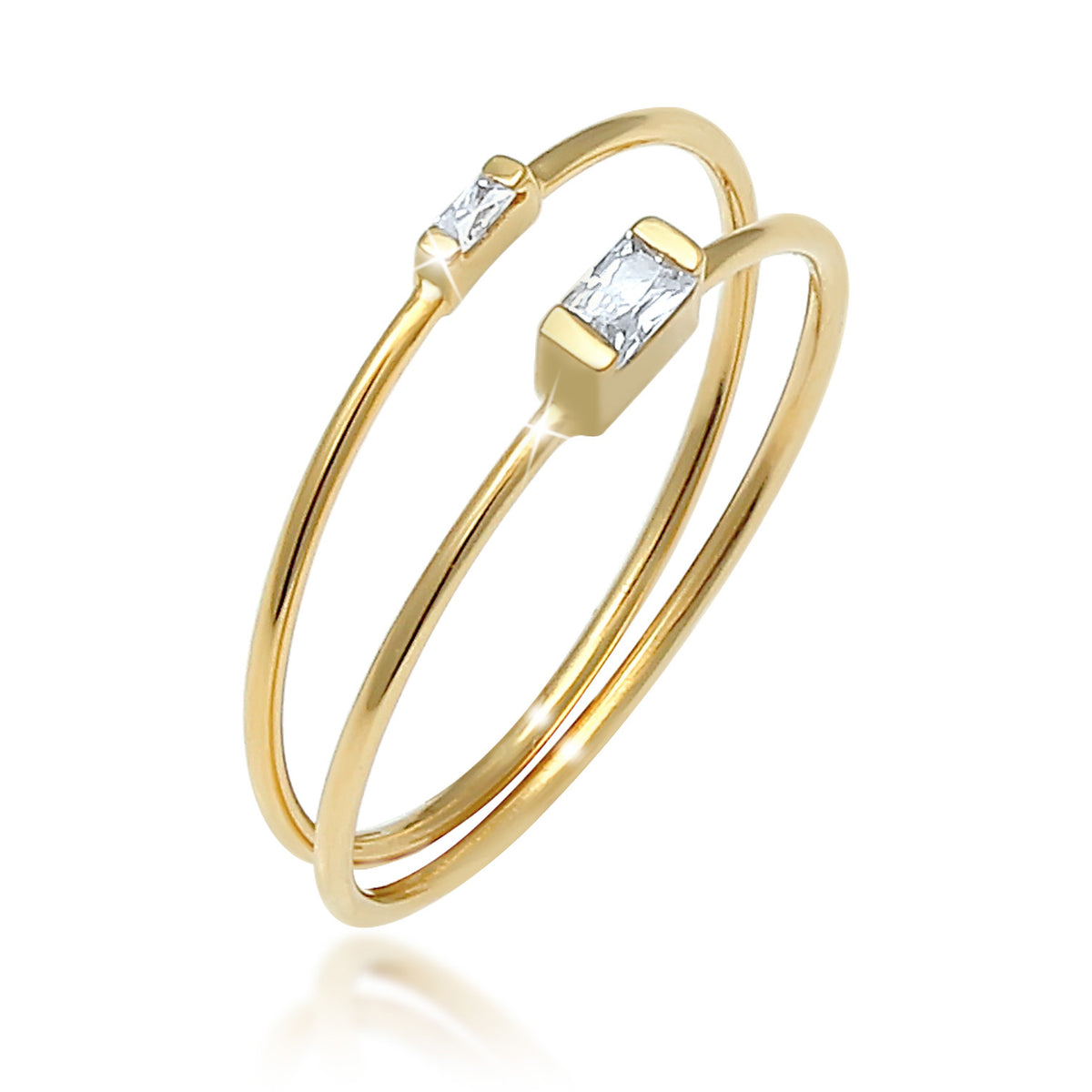 Gold - Elli | Ringset | Zirkonia ( Weiß ) | 925 Sterling Silber vergoldet