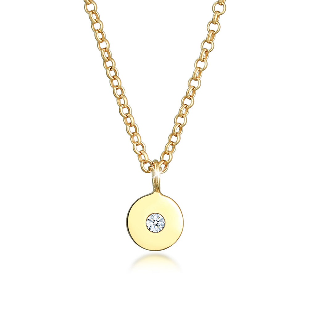 Gold - Elli DIAMONDS | Halskette Geo | Diamant (Weiß, 0,015 ct) | 375 Gelbgold