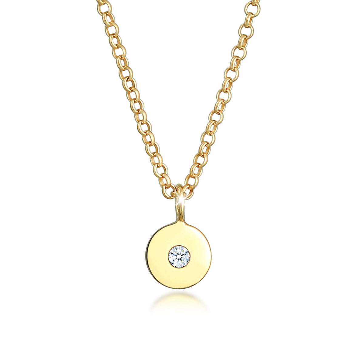 Gold - Elli DIAMONDS | Halskette Geo | Diamant (Weiß, 0,015 ct) | 375 Gelbgold
