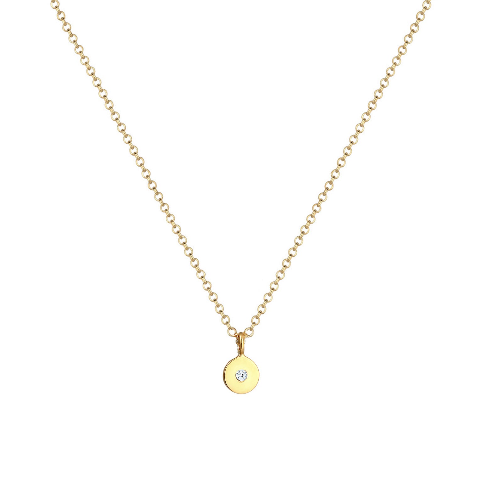 Gold - Elli DIAMONDS | Halskette Geo | Diamant ( Weiß, 0,015 ct ) | 375 Gelbgold