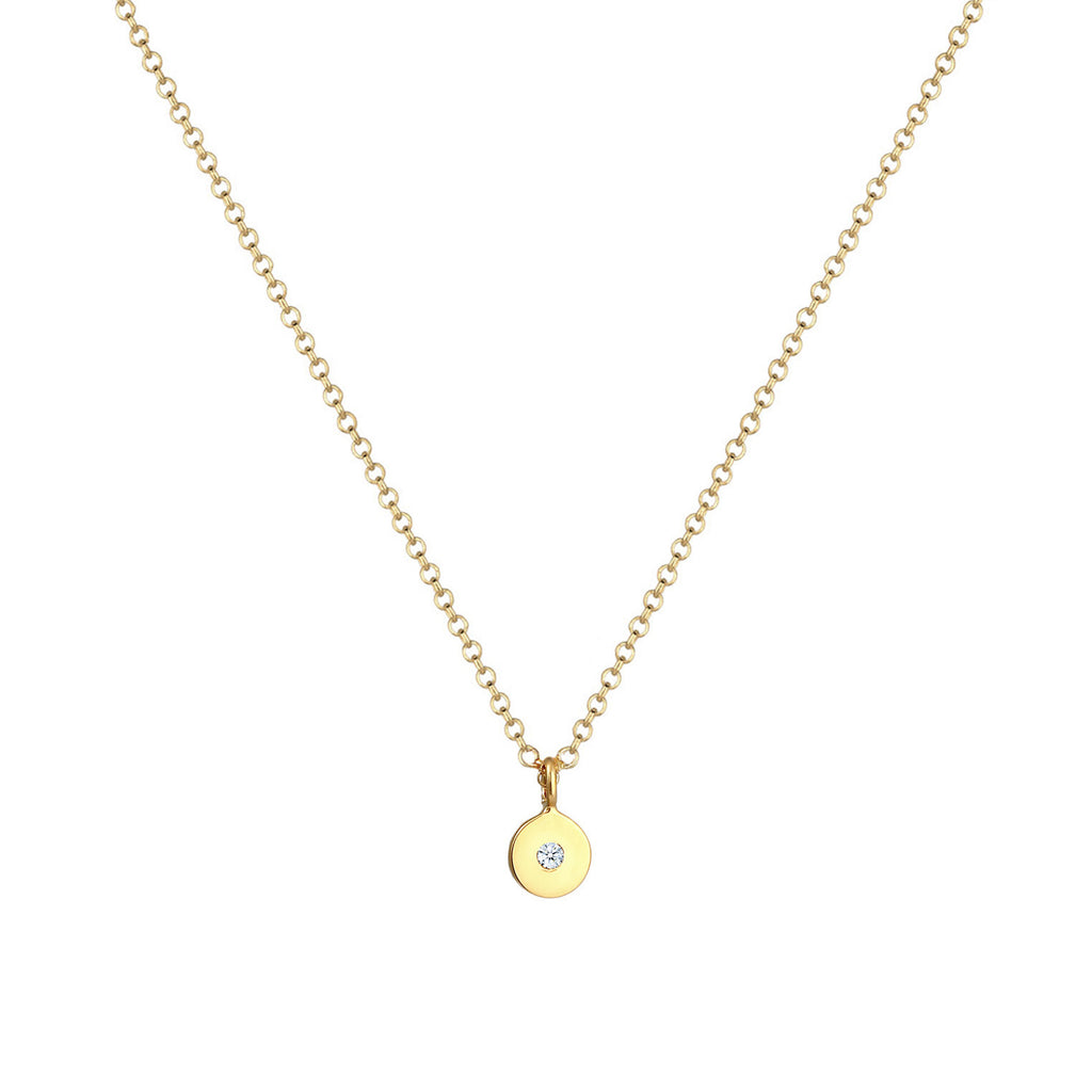 Gold - Elli DIAMONDS | Halskette Geo | Diamant (Weiß, 0,015 ct) | 375 Gelbgold