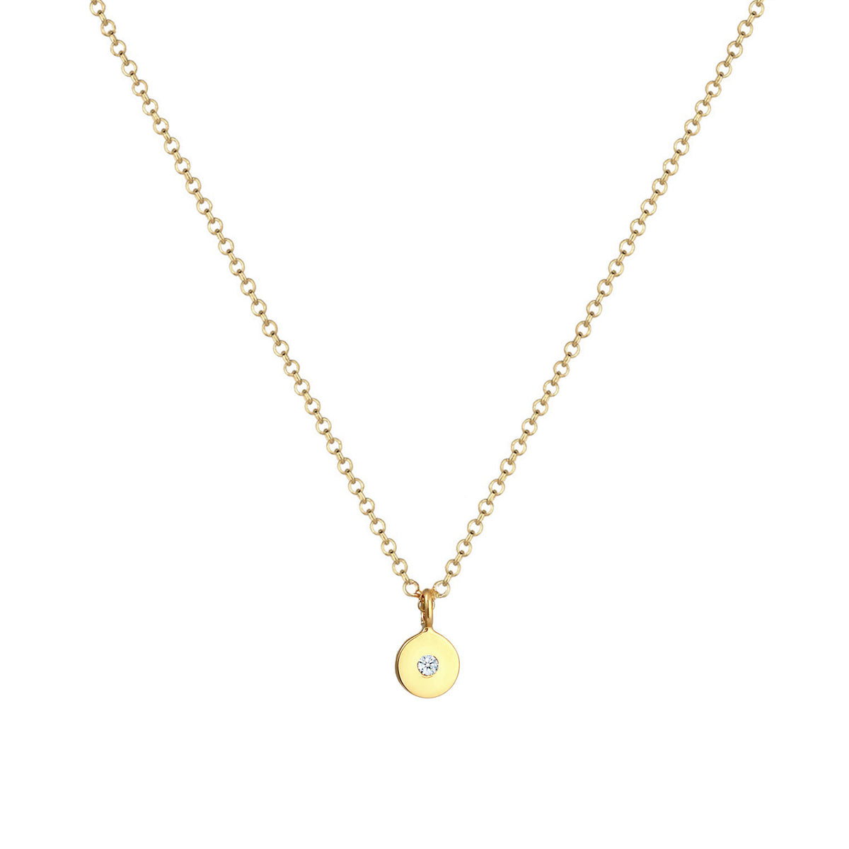 Gold - Elli DIAMONDS | Halskette Geo | Diamant (Weiß, 0,015 ct) | 375 Gelbgold